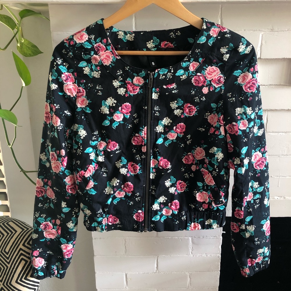H&M Vintage Floral Bomber Jacket